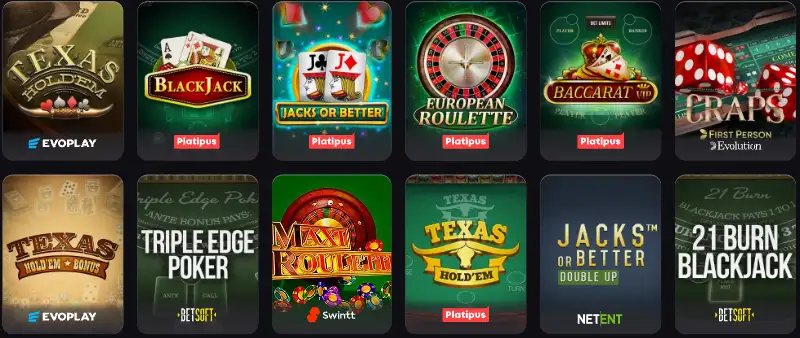 jokertipp casino table games
